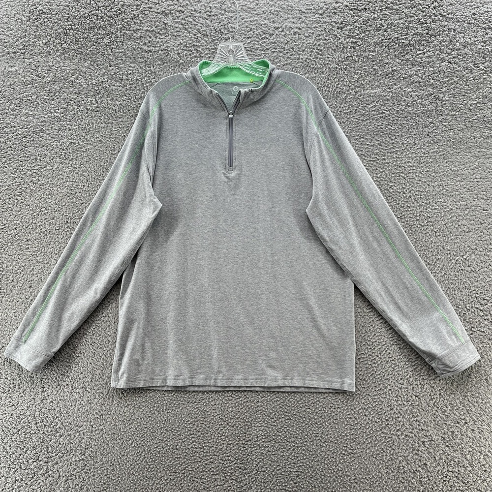 Tasc Pullover Shirt Mens XL Gray Quarter Zip Mock Neck Bamboo Stretch Athletic
